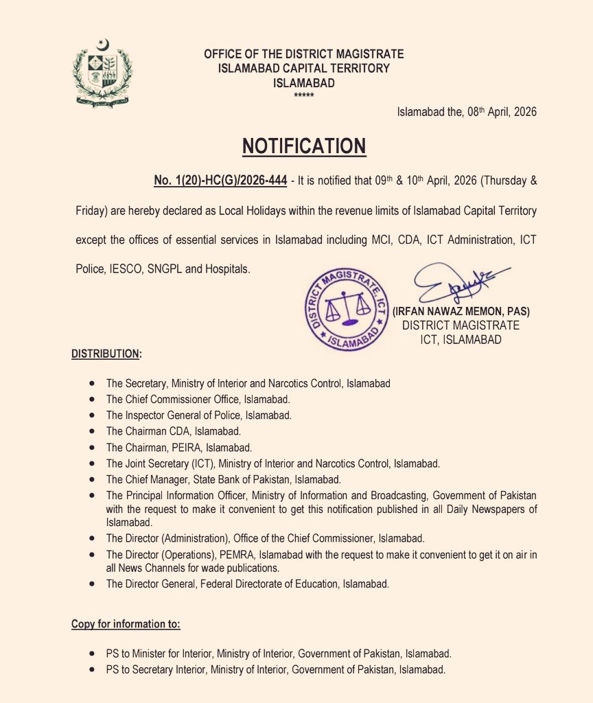 Islamabad holidays
